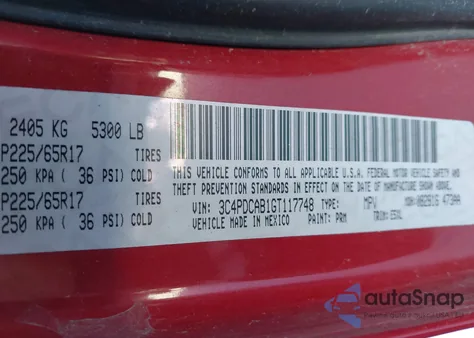 2016 Dodge Journey Se z USA, uszkodzony, nr VIN 3C4PDCAB1GT117748